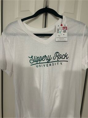 Champion White Short Sleeve Tee with Green Script